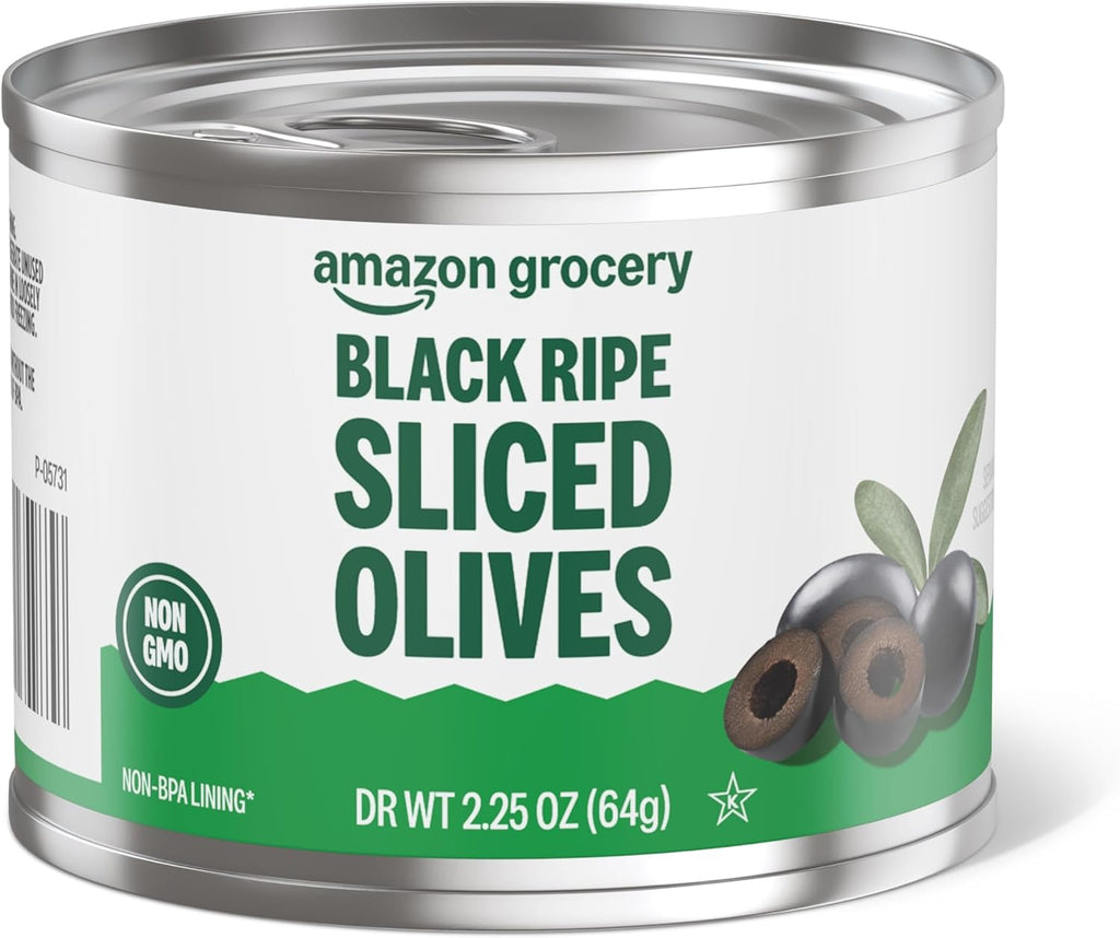 Amazon Grocery, Black Ripe Sliced Olives, 2.25 Oz