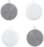 4PCS Silicone Dish Scrubber, Multipurpose Round Silicone Sponges Reusable Dish Brush Dish Brush for Kitchen Dish Dishes Fruits Vegetables(Gray+White)