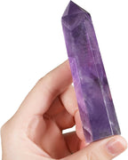 ZHIYUXI 3.7-4" Amethyst Crystal Gemstones Crystals and Healing Stones Purple Crystal Tower Hexagonal Pointed Crystal Wand 1 Pc Large Crystals Reiki Energy Balancing Meditation Therapy Decoration Gifts
