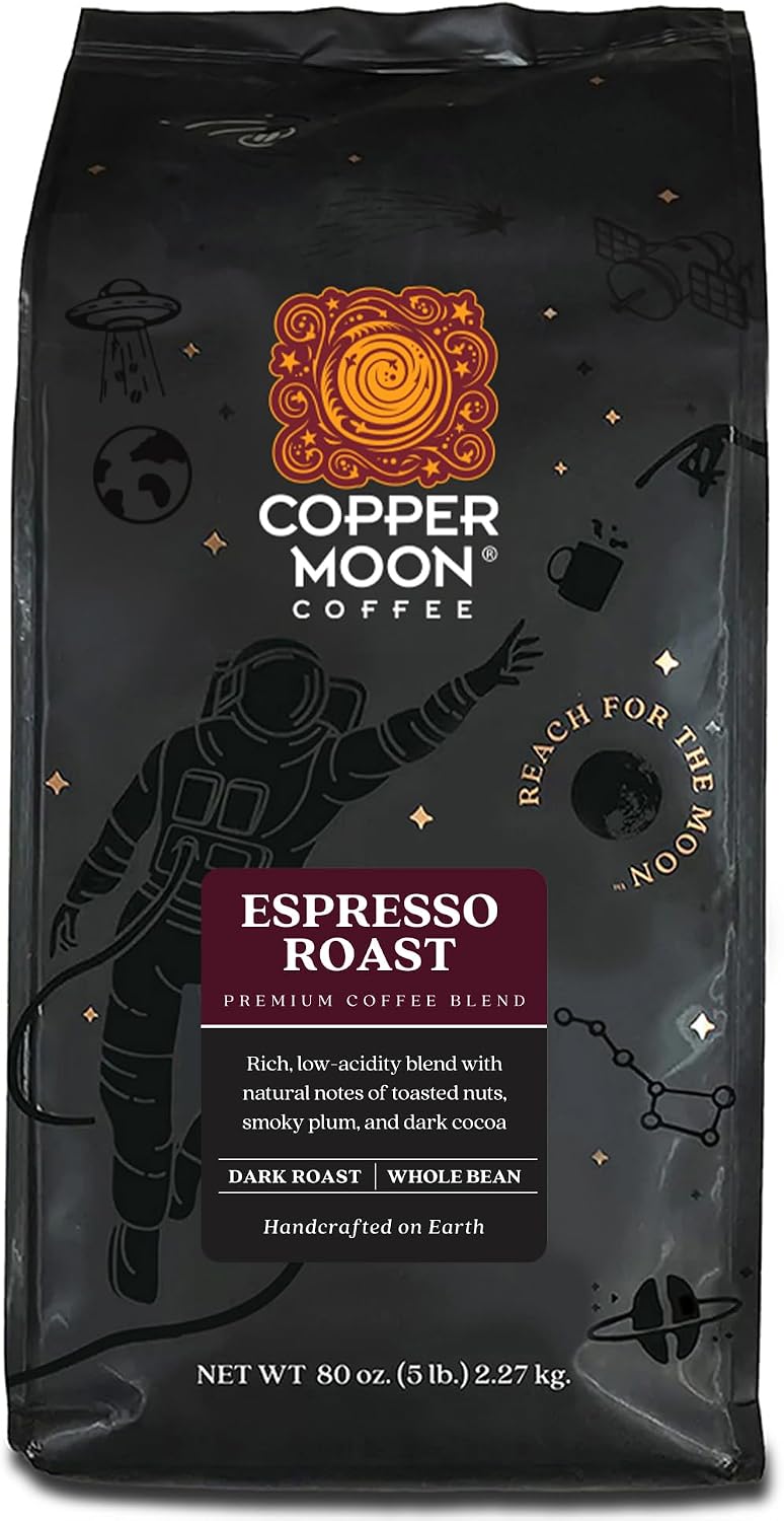 Copper Moon Dark Roast Whole Bean Coffee, Espresso Blend, 5 Lb