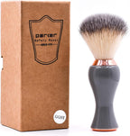 Parker Premium Synthetic Bristle Shaving Brush with Stand - Super Soft Bristles for Sensitive Skin - Deluxe Gray and Rose Gold Handle - Shaving Brush for Men & Women