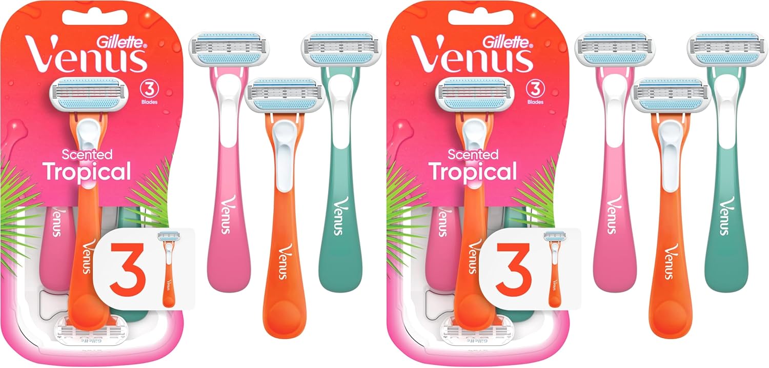 Gillette Venus Tropical Women's Disposable Razor, 3 Count (Pack of 2)