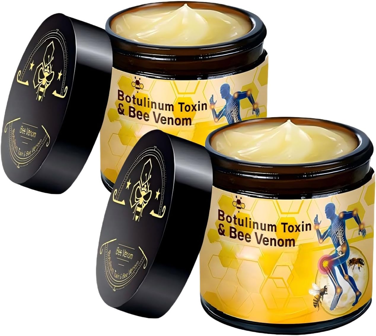 2 Pcs Botulinum Bee Venom Bone Healing Cream,Soothing Joint Muscle Rub for Back, Neck, Hands, Feet.