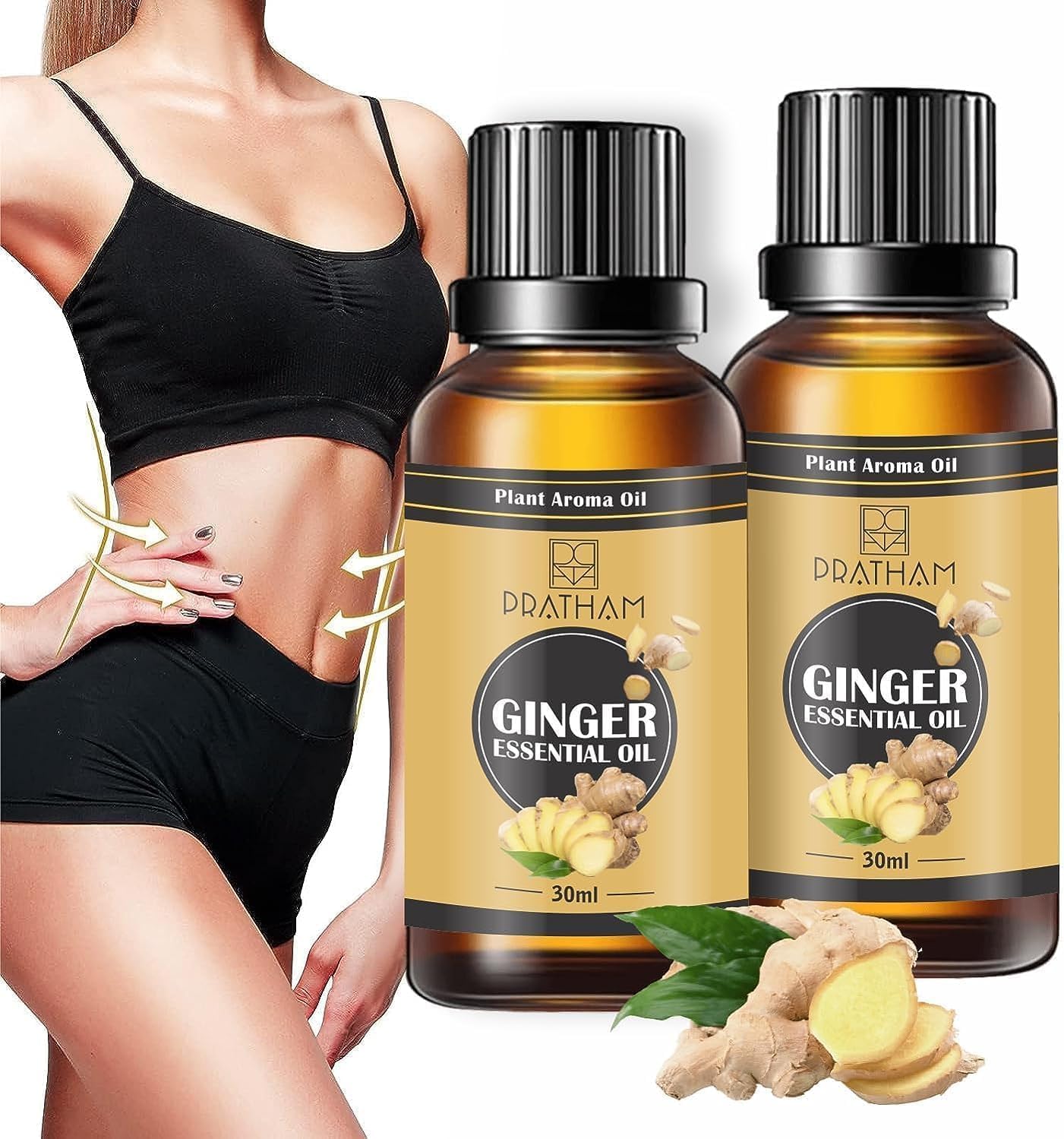 Fat Loss Oil, Belly Natural Drainage Ginger Oil Essential Relax Massage Oil, Belly & Waist Stay Perfect Shape, Pack of 2-30ml