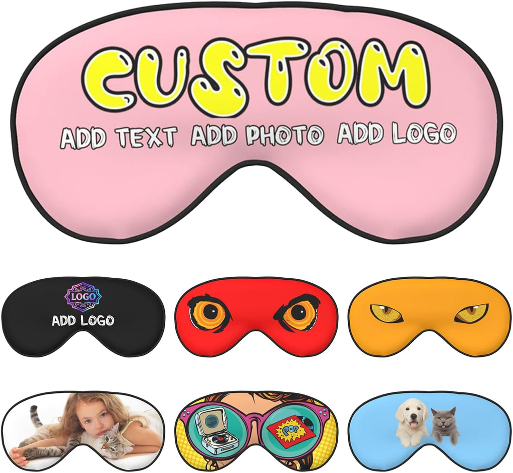 Custom Sleep Mask Add Your Design Personalized Eye Mask with Your Text Logo Photo for Men & Women Customized Masks for Gifts Pink