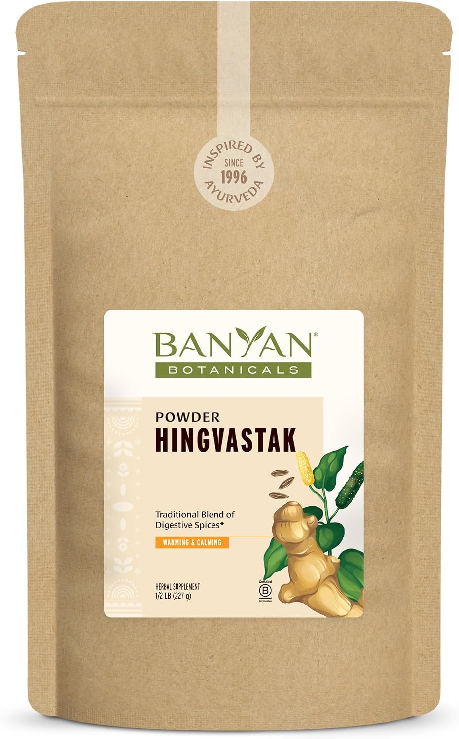 Banyan Botanicals Hingvastak Powder – Ayurvedic Herbal Blend for Healthy Digestion & Bloating Relief* – ½ lb – with Asafoetida – Gluten Free, Non-GMO, Sustainably Sourced