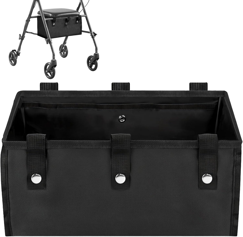 Under Seat Rollator Bag, Walker Bags for Rolling Walker with 4 Inner Pockets, Rollator Walker Basket Accessories for Seniors, Storage Ipad, Books, and Essentials