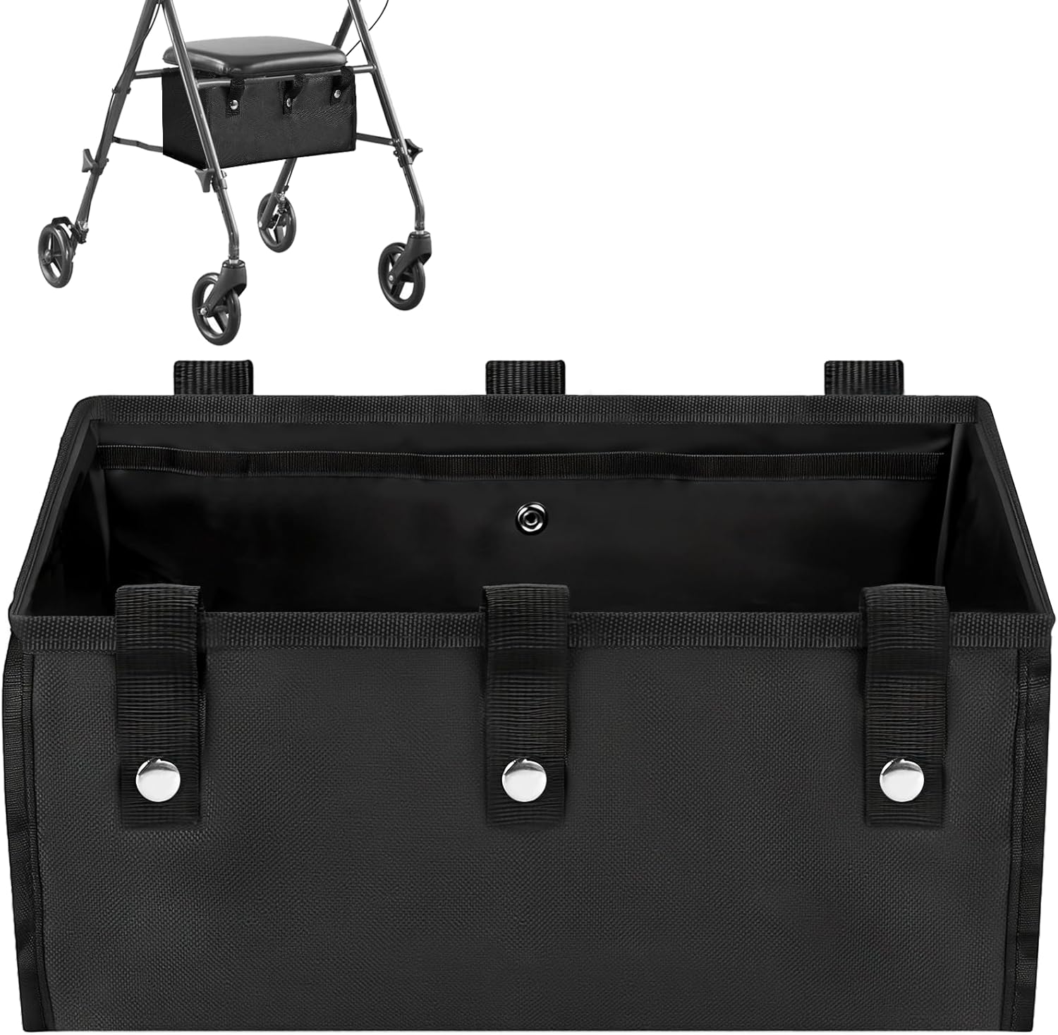 Under Seat Rollator Bag, Walker Bags for Rolling Walker with 4 Inner Pockets, Rollator Walker Basket Accessories for Seniors, Storage Ipad, Books, and Essentials