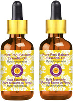 Deve Herbes Pure Peru Balsam Essential Oil (Myroxylon pereirae) with Glass Dropper Steam Distilled (Pack of Two) 100ml X 2 (6.76 oz)