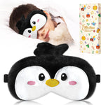 Miss Adola Sleep Mask for Kids - Valentines Gift for Kids Cute Plush Fuffy Sleeping Eye Cover Kawaii Soft Eyeshade Animal Eye Blindfold for Girls Boys Teens with Adjustable Strap, Penguin
