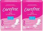 Carefree Body Shape Pant Liners, Regular, Multicolor Unscented 54 Count (Pack of 2)
