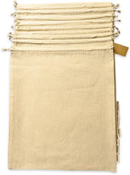 Premium Cotton Reusable Produce Bags, X-Large, 12x14 Inch (10 Pack) – Muslin Canvas Bags with Drawstrings – Multi-Purpose – Best for Bread, Fruits, Vegetables, Potatoes, Onions, Toys, DIY