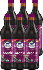Aronia ORIGINAL Organic Aronia Berry Juice 23.7 Fl Oz (6-Pack) | No Added Sugar, Not From Concentrate, 100% Pure Aronia Fruit | Amber Glass Bottle | Vegan, Organic, Non-GMO Black Chokeberry