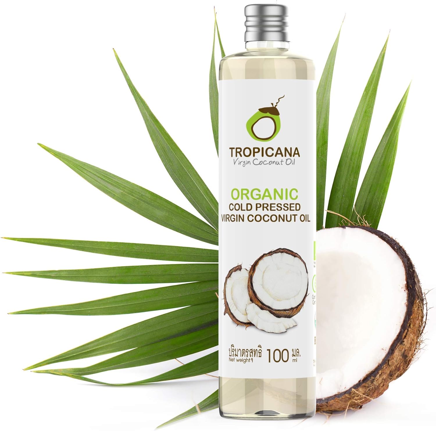 Tropicana Virgin Coconut Oil 100% Organic Cold-Pressed Virgin Coconut Oil 100 ml 3.38 fl. oz.