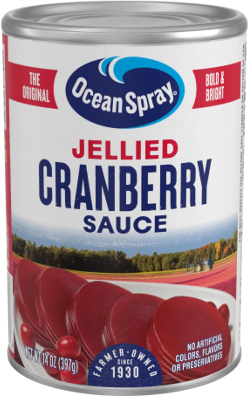 Ocean Spray Jellied Cranberry Sauce, Canned Side Dish, 14 Oz Can (Pack of 24)