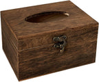 Wooden Tissue Box Cover Kleenexes Box Holder Rectangular Tissue Box Napkin Dispenser for Bathroom Office Living Room Dinner Table (Brown Small)