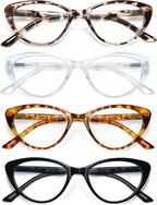 EYEURL 4-Pack Reading Glasses for Women-Cat Eye Blue Light Blocking Fashion Reader mit Spring Hinge,Anti-Glare Cat Eye Reading Glasses for Women,1.75