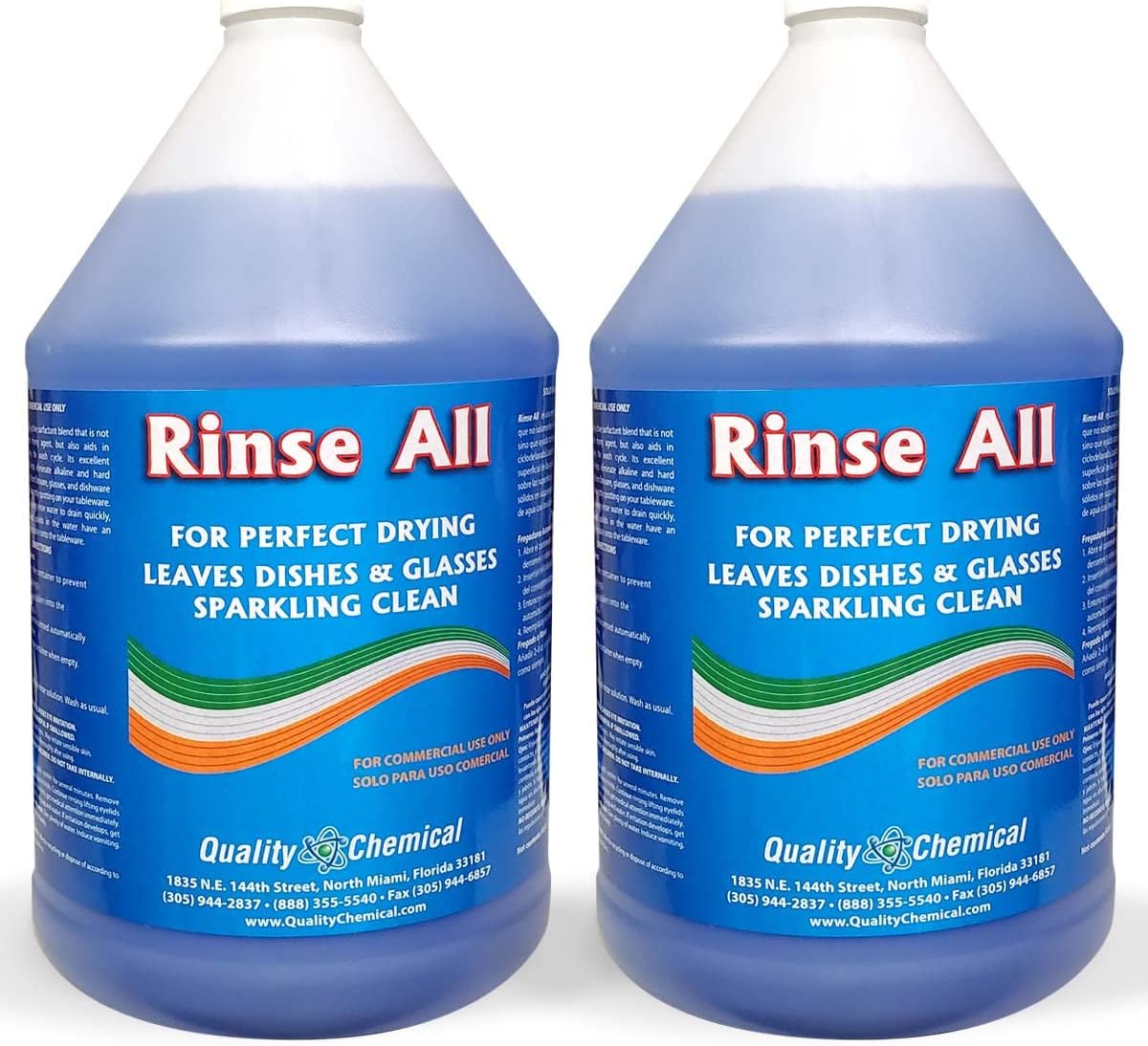Quality Chemical Rinse All/Commercial Industrial Grade Rinse Aid/Dishwasher Rinse Aid Liquid, heat and cool dry Finish/Rinse Agent Dishwasher/Leave Dishes Spotless 128 oz (Pack of 2)