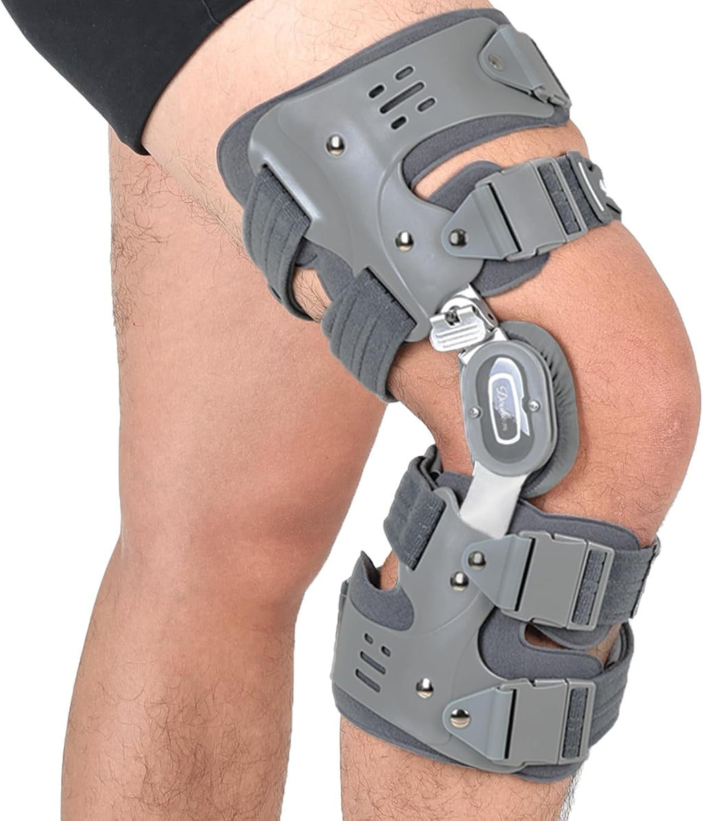 Osteoarthritis Unloader Knee Brace, OA Knee Brace for Arthritis Pain and Support, Low Profile Knee Support for Medial and Lateral Degeneration Knee Pain (Gray/Right)
