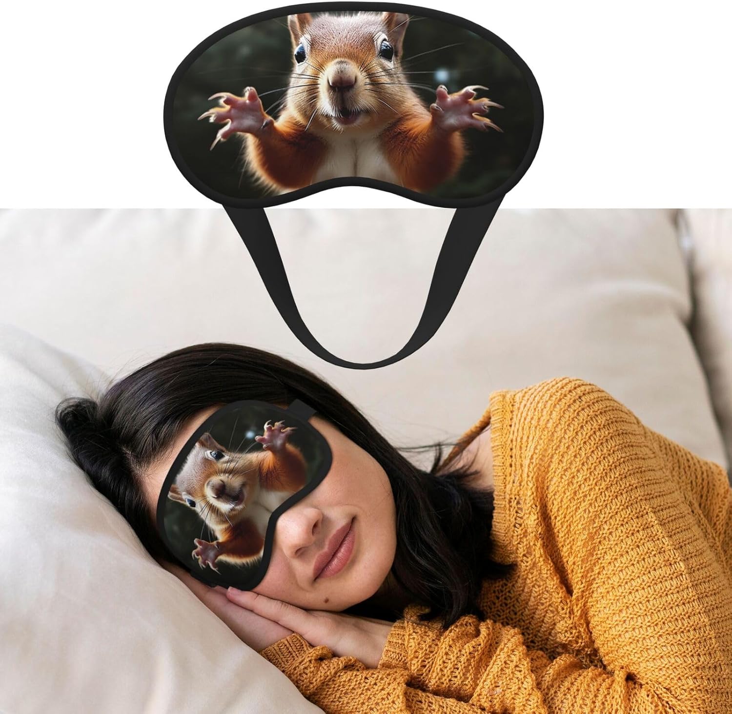 Eye Mask for Sleeping Breathable Light Blocking Sleep Mask Squirrel Funny Animal Night Blindfold Soft Comfortable Night Eye Sleep Shade Cover for Men Women Eye Cover for Home Nap