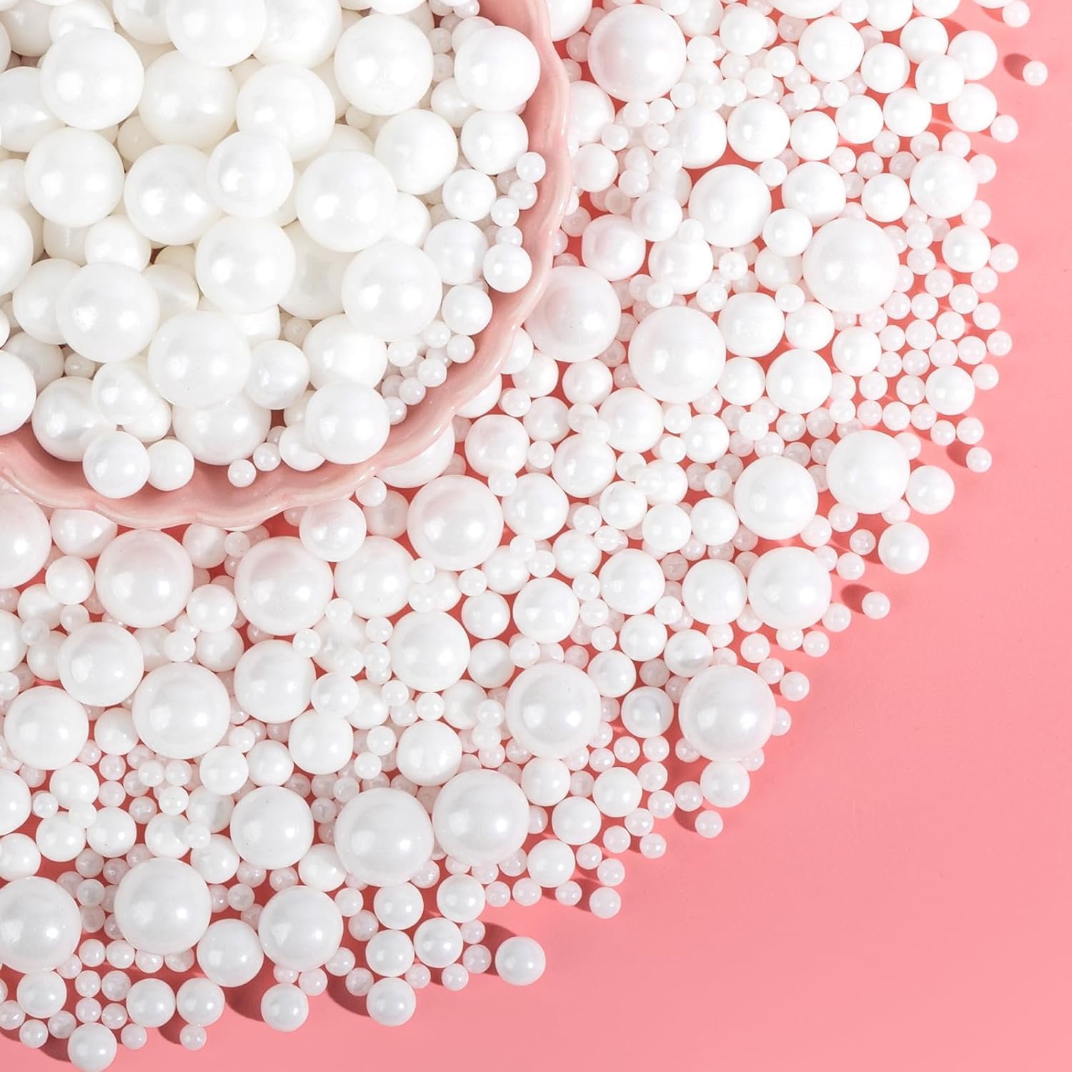 Edible White Pearl Sprinkles for Cake Decorating,130g,Edible Pearl Sugar Mix Size,Baking Candy Decorations,Cupcake Toppers,Cookie Donuts Ice Cream Dessert Decorating,Wedding Birthday Party Mother's Day Supplies