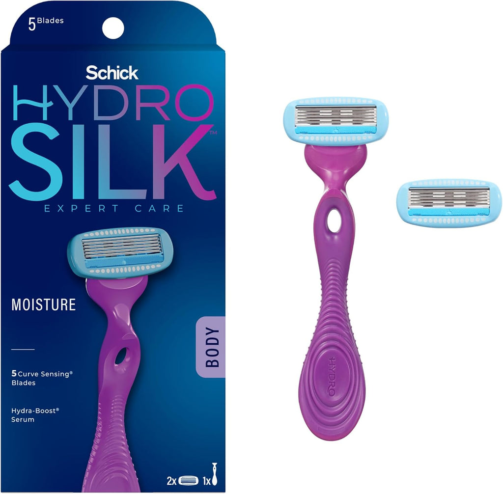 Schick Hydro Silk Moisture Women's Razor | 5-Blade Razor for Women, 1 Handle & 2 Refills