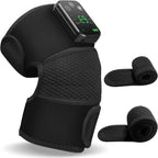 Cordless Knee Massager with Heat and Vibration for Pain Relief - Electric Heated Knee Brace Wrap with 3 Heat Levels & 3 Massage Modes, Portable Arthritis Joint Therapy for Men & Women (Black, Single)