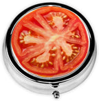 Pill Case Tomato Slice Round Pill Box Daily 3 Compartment Travel Pill Container for Pocket Purse Portable Medicine Cod Liver Oil Storage Box 3 Times a Day Pill Organizer