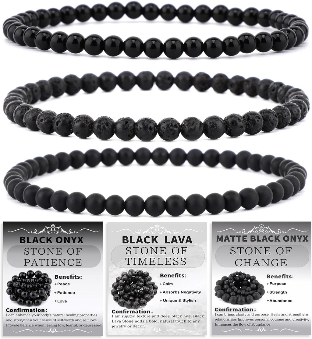 NCB 2.3-Piece 4mm Natural Crystal Gemstone Stretch Bracelets – Handmade Reiki Energy Healing Jewelry for Meditation,Yoga, Unisex