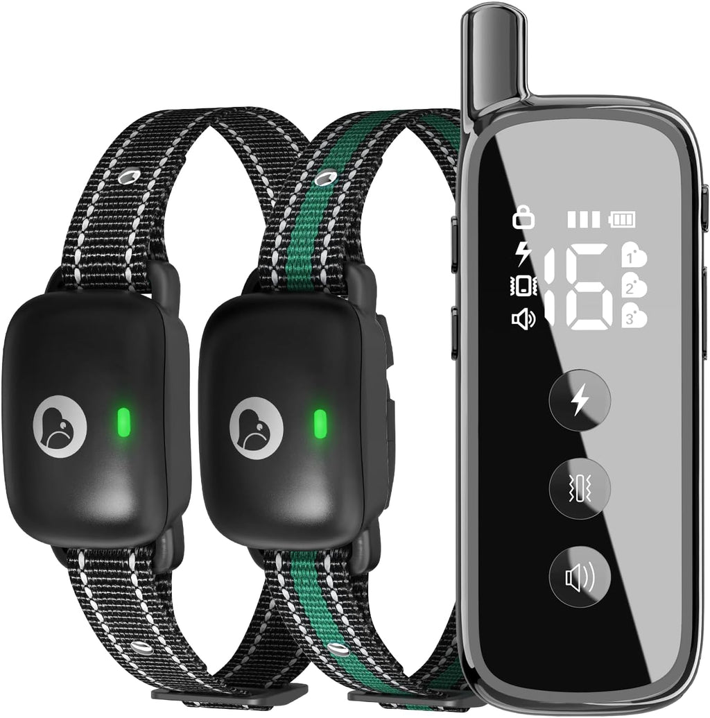 Dog Training Collar 2 Dogs Upgraded 2600FT Remote Rechargeable Waterproof Electric Shock Collar with Beep Vibration Shock for All Dogs (5-120lbs), Black