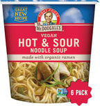 Dr. McDougall's Hot and Sour Vegan Ramen Soup - Spicy Instant Ramen Noodle Cups - Non-GMO Instant Hot Noodles - Oil-Free Soup 1.9 Ounces - Pack of 6