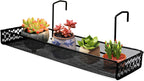 Chris.W Metal Succulent Planters Hanging Container Garden Mini Flower Pot Holder for Wall, Balcony, Patio or Porch Fence Railing Shelf Under 1.7” Wide Poolside Storage Basket(Black)