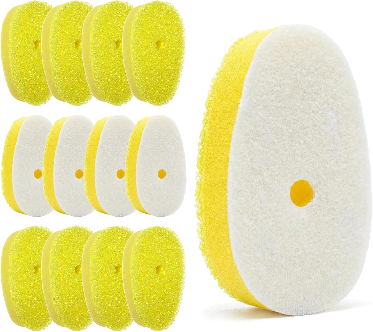 12 Pack Dish Wand Refill Heads Compatible with Scrub Daddy, Triple-Layer Temperature-Sensitive Sponge Refills, Strong Hook & Loop, Non-Scratch Replacement Heads for Dish Daddy Handle