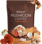 Mushroom Coffee, 6 Adaptogenic Mushrooms with Lion's Mane, Cordyceps, Turkey Tail & More, Instant Mushroom Coffee for Focus, Energy, Immune & Digestion Support