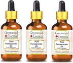 Greenwood Essential Pure Pomegranate Oil (Punica granatum) with Glass Dropper Cold Pressed (Pack of Three) 100ml X 3 (10 oz)