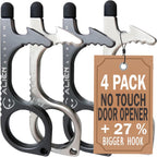 No Touch Door Opener tool 4 Pack - Premium keychain multitool - Hygienic Touch free Keychain tool - Touchscreen stylus, Button pusher, Bottle opener - Great for Employee appreciation gifts