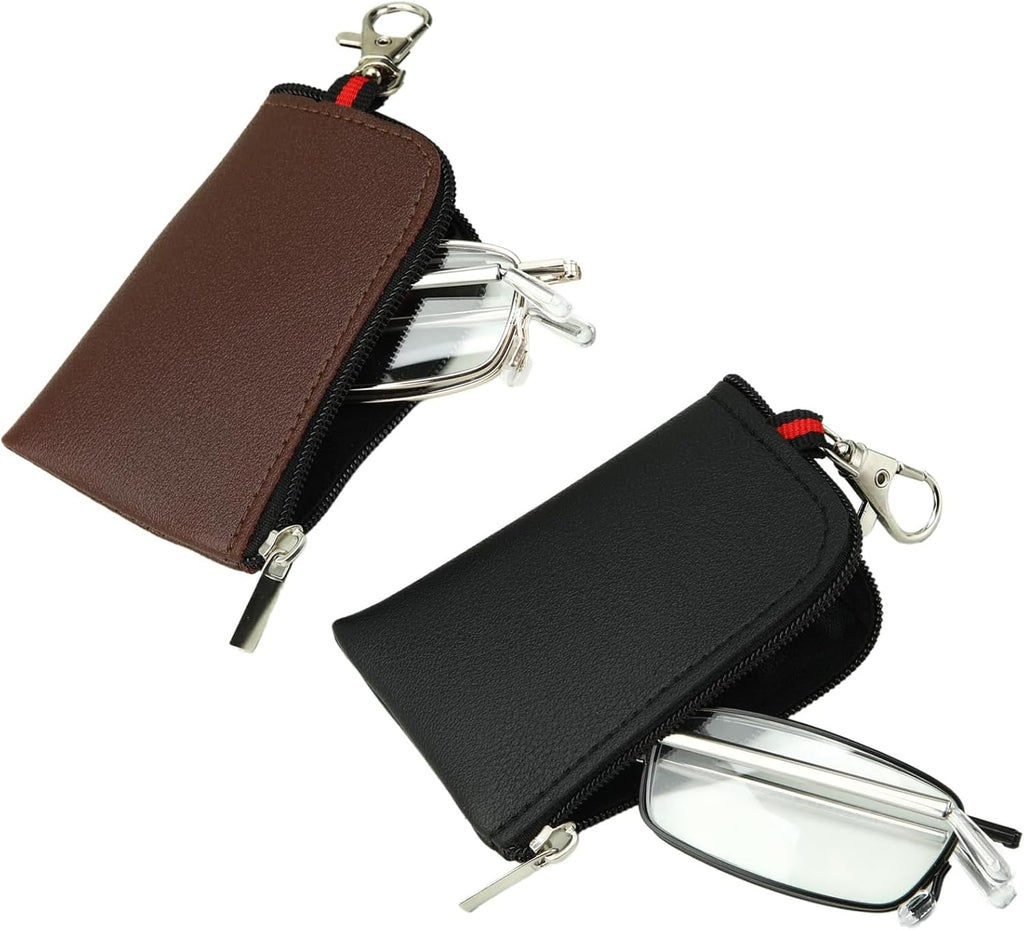 2 Pack Folding Reading Glasses Blue Light Blocking Ultra-Thin Metal Frame for Men & Women Pocket Readers