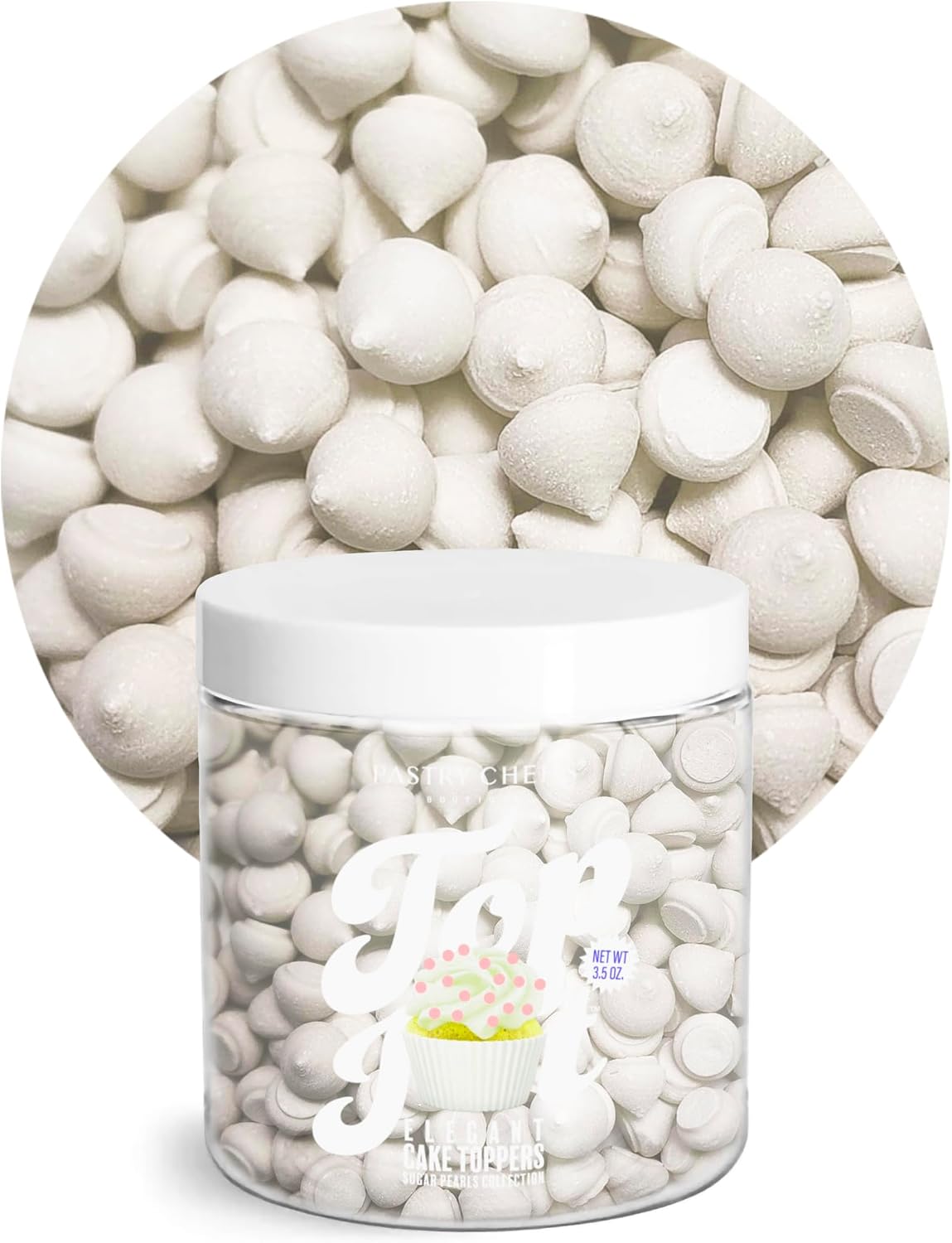 Pastry Chef's Boutique Elegant Mini Meringue Ice Cream and Cake Topping Decorating Collection (Meringue White)