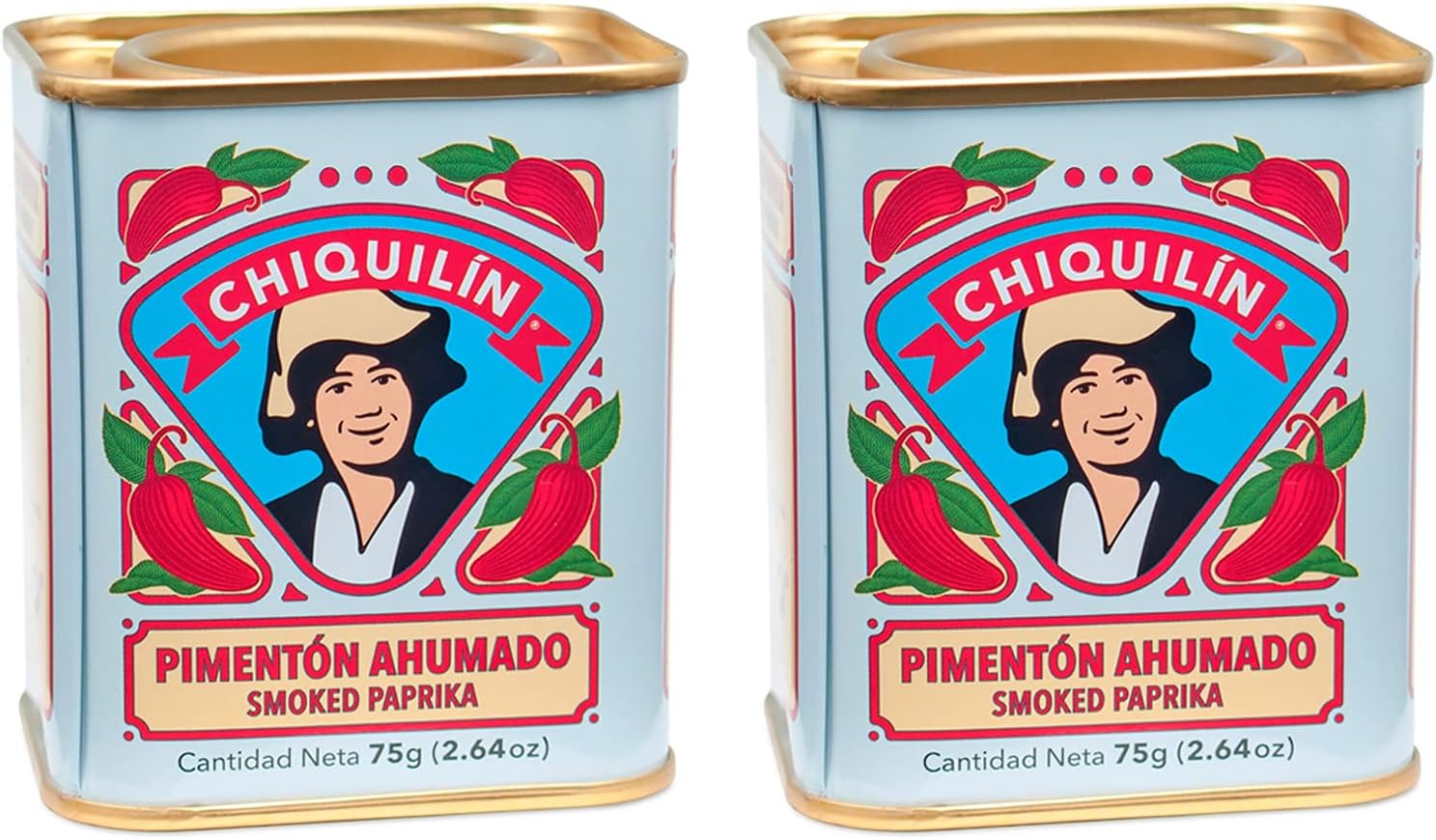 Smoked Paprika Chiquilin Tin 2.64 Oz (2 Pack) Pimenton Ahumado Spain Rich Smokey Flavor