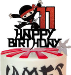 11th Happy Birthday Cake Topper Kung FU Ninja Themed Karate Boy Girl Glitter Party Cake Decorations