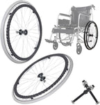WORDFUN 2pcs 24 Inch Wheelchair Rear Wheel, Wheel Replacement Parts for Wheelchairs, Tires Wheels Assembly, Wear-Resistant Solid Wheel with Bearing, Antislip Replacement Casters