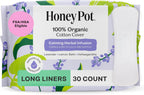 Honey Pot - Calming Long Panty Liners for Women - 100% Organic Cotton Top Sheet - Feminine Care - Non Cooling - Calming Herbs of Lavender, Ashwagandha, & Lemon Balm - 30ct