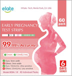 Elate Early Detection Pregnancy Test Strips HCG Early Result 6-Days Sooner, 60 Count Bulk, Ultra-Sensitive 10mIU/mL, 99.99% Accurate, Easy Home Use, 5mm