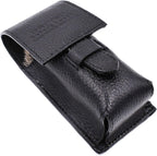 Parker Genuine Leather Shaving Brush Case – Handmade Black Travel Holder for Standard Badger, Boar & Synthetic Brushes