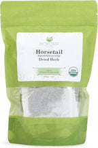 Biokoma Organic Horsetail Dried Herb 30 Tea Bags Shavegrass Equisetum Arvense USDA Organic Herbal Tea Healthy Hair Skin Nails Support Resealable Pouch Pure No Additives Non-GMO Caffeine Free Kosher