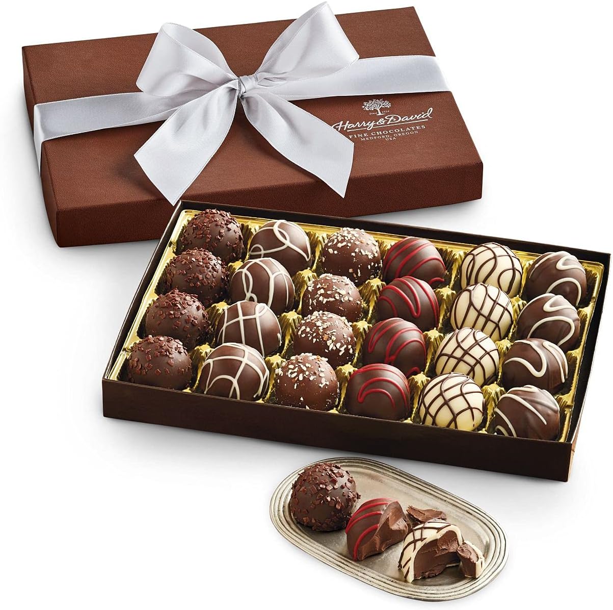 Harry & David Signature Chocolate Truffles Gift Box, 24 Assorted Truffles, 1 Pound Box