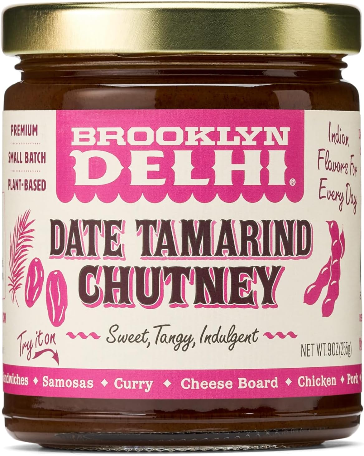 Brooklyn Delhi - Date Tamarind Chutney - Made with Sweet Dates and Tamarind - Vegan, Nothing Artificial - 9oz