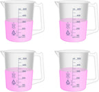 4PCS Plastic Beakers with Handle,Vol.500ml(16.9oz) Measuring Cup with Blue Scale Line, Plastic Pitcher PP material Ideal for Science Activities and Household Use, LVB019