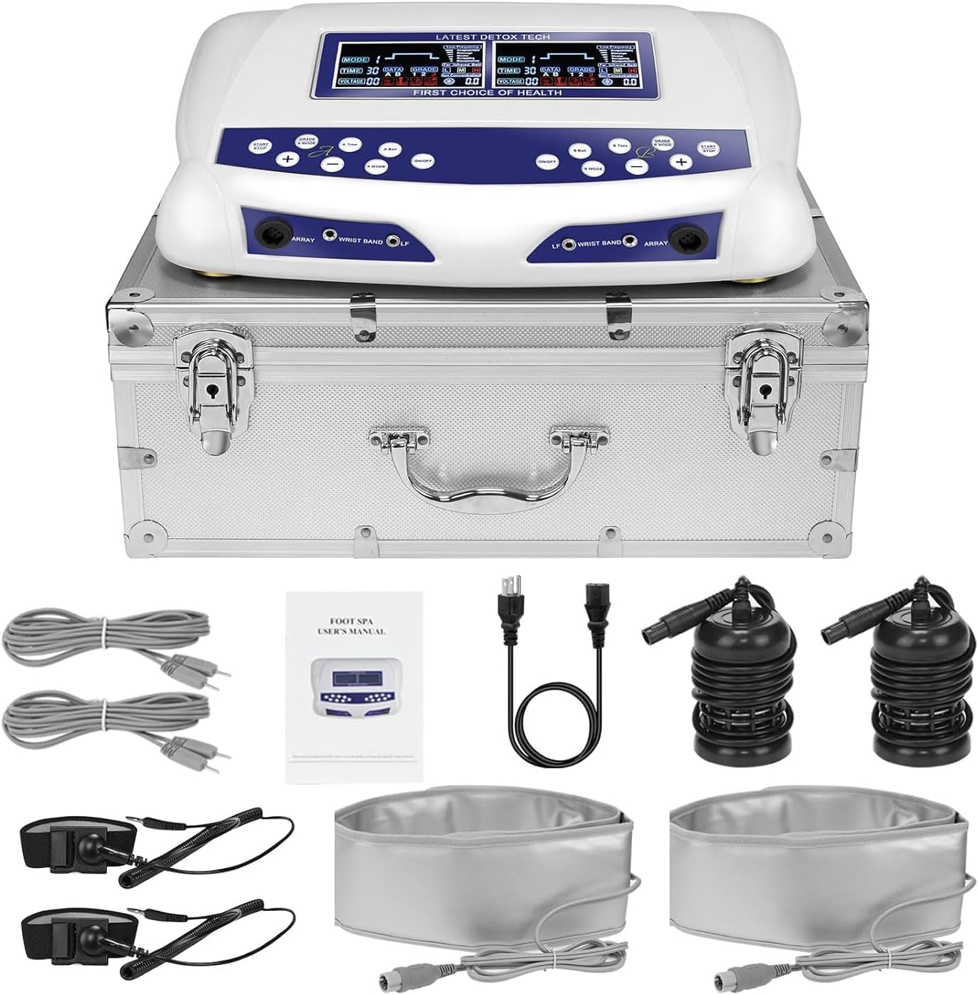 Veicomtech Dual Ionic Foot Bath Detox Machine, LCD Display, 2 Person System with Waist Belts and Straps