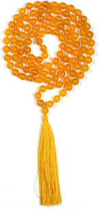 Natural Yellow Citrine Semi Precious Gemstone 108 Beads Japa Mala Prayer Necklace Wrist Mala Bracelet For Yoga Meditation Energy Balancing